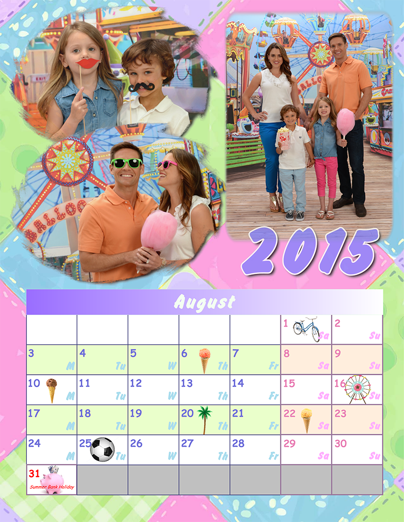 Personalised Photo Calendar For August - Family Calendar Design 2015 (800x1035), Png Download