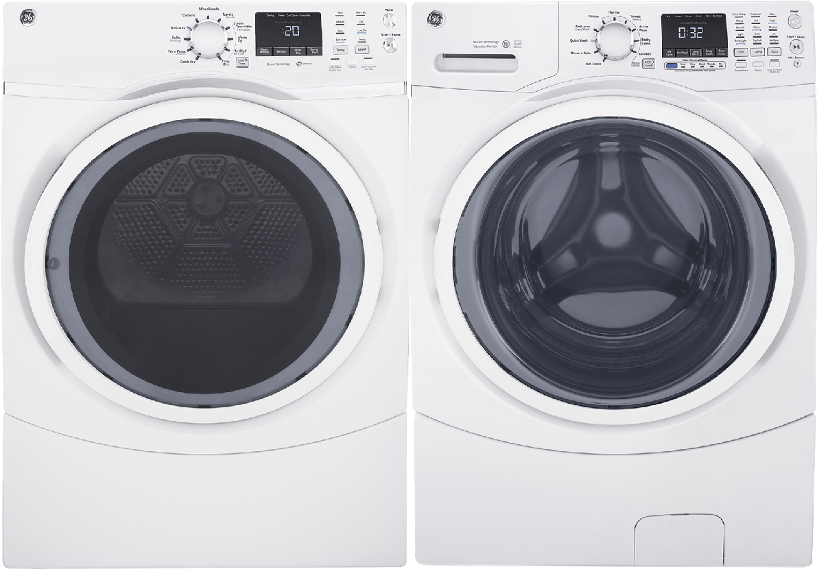 Ge® Front Load Laundry Pair White Gelaugfd45essmww - Ge Gfw450sskww Front-loading Washer - White (1280x1280), Png Download
