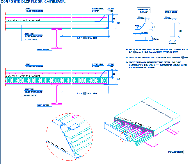 Composite Deck Floor - Steel Cantilever Floor Section (682x586), Png Download