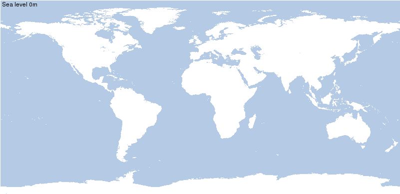 World Map With Lower Sea Levels (800x400), Png Download