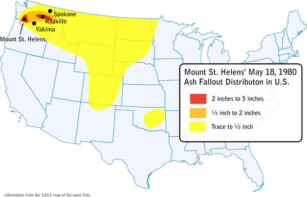 Map Of Ash Fallout From The 1980 Mount St - Tort Law - The American And Louisiana Perspectives, (600x386), Png Download