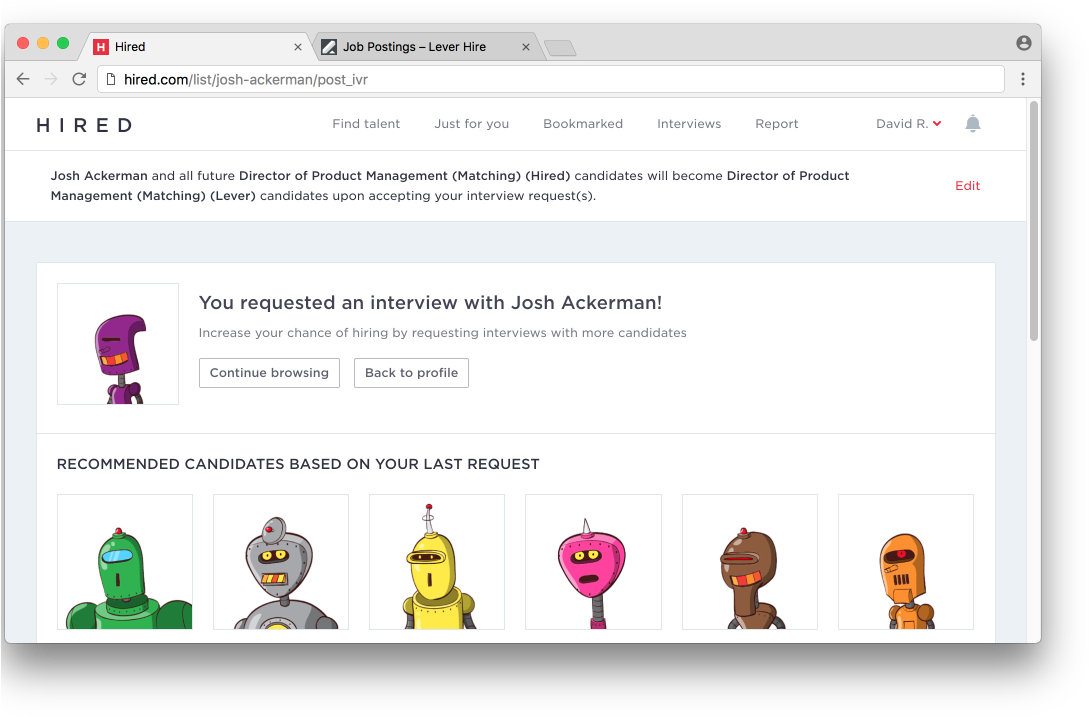 If You Haven't Linked Your Hired Position To A Specific - Hired Com Employer Screen (1148x731), Png Download