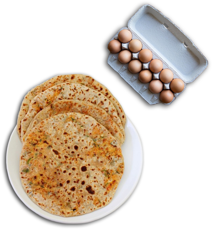 Egg Bhurji Stuffed Paratha - Paneer Paratha (900x868), Png Download