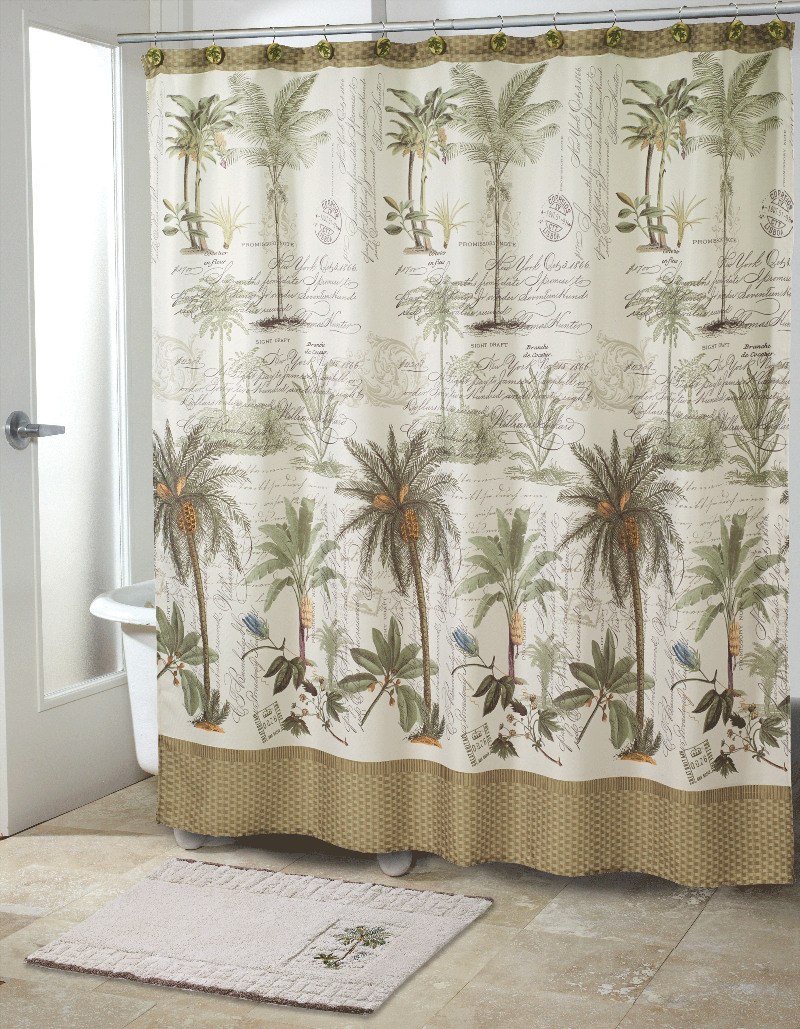 Colony Palm Shower Curtain Collection - Avanti Colony Palm Shower Curtain - Ivory (3375x3375), Png Download