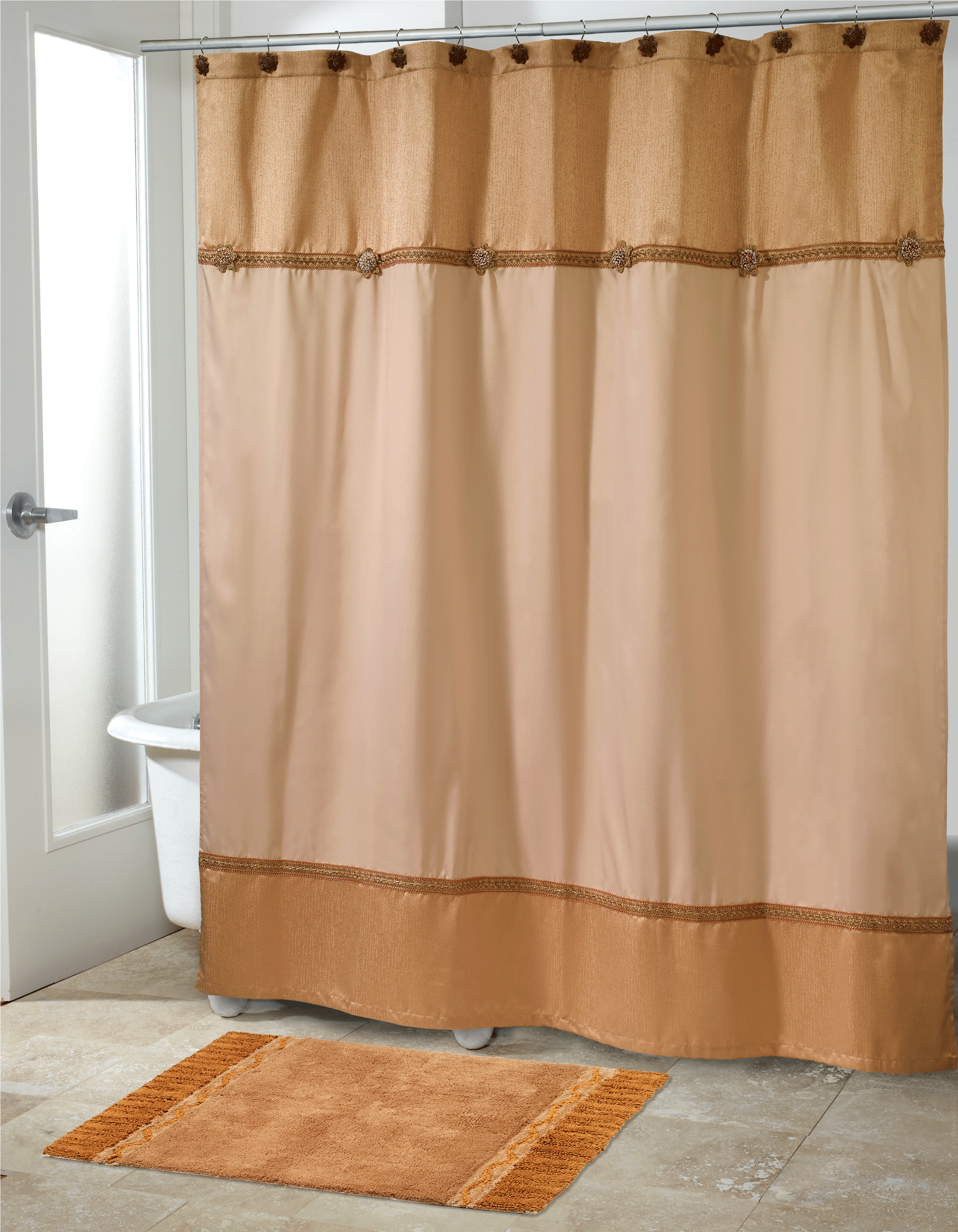 Braided Medallion Gold Shower Curtain Collection - Avanti Braided Medallion Colorblocked Shower Curtain (3375x3375), Png Download