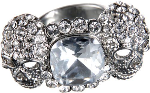 Rock By Sweden Ring Big Stone & Skulls, Silver - Engagement Ring (500x500), Png Download