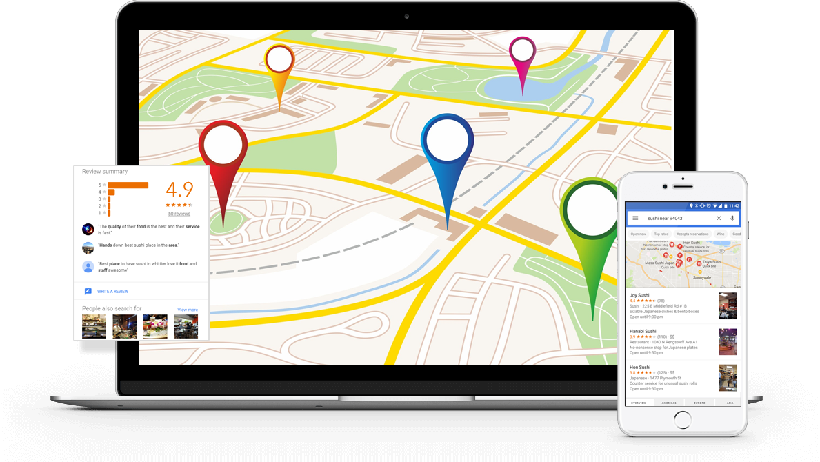 Get More Business Through Google Maps - Maps On Laptop Png (1189x670), Png Download