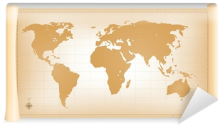 Vintage World Map On Parchment Scroll Wall Mural • - Union Of South American Nations Map (400x400), Png Download