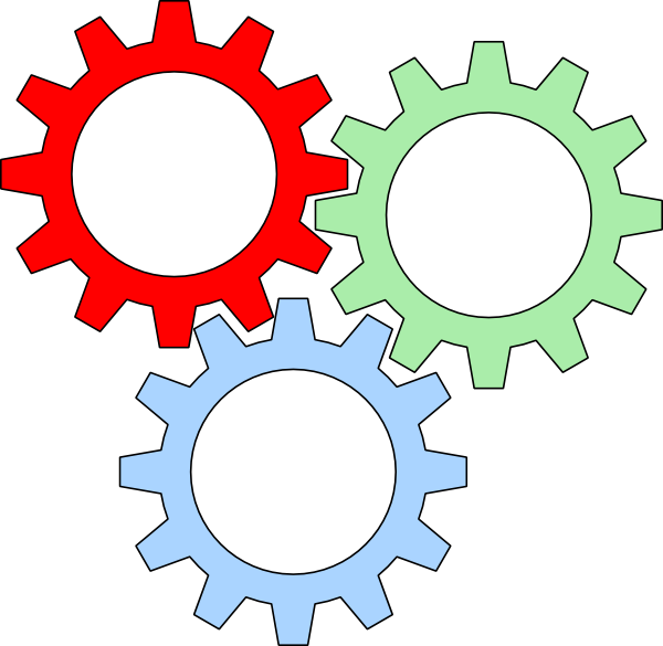 Tri-color Gears With Outline Svg Clip Arts 600 X 585 (600x585), Png Download