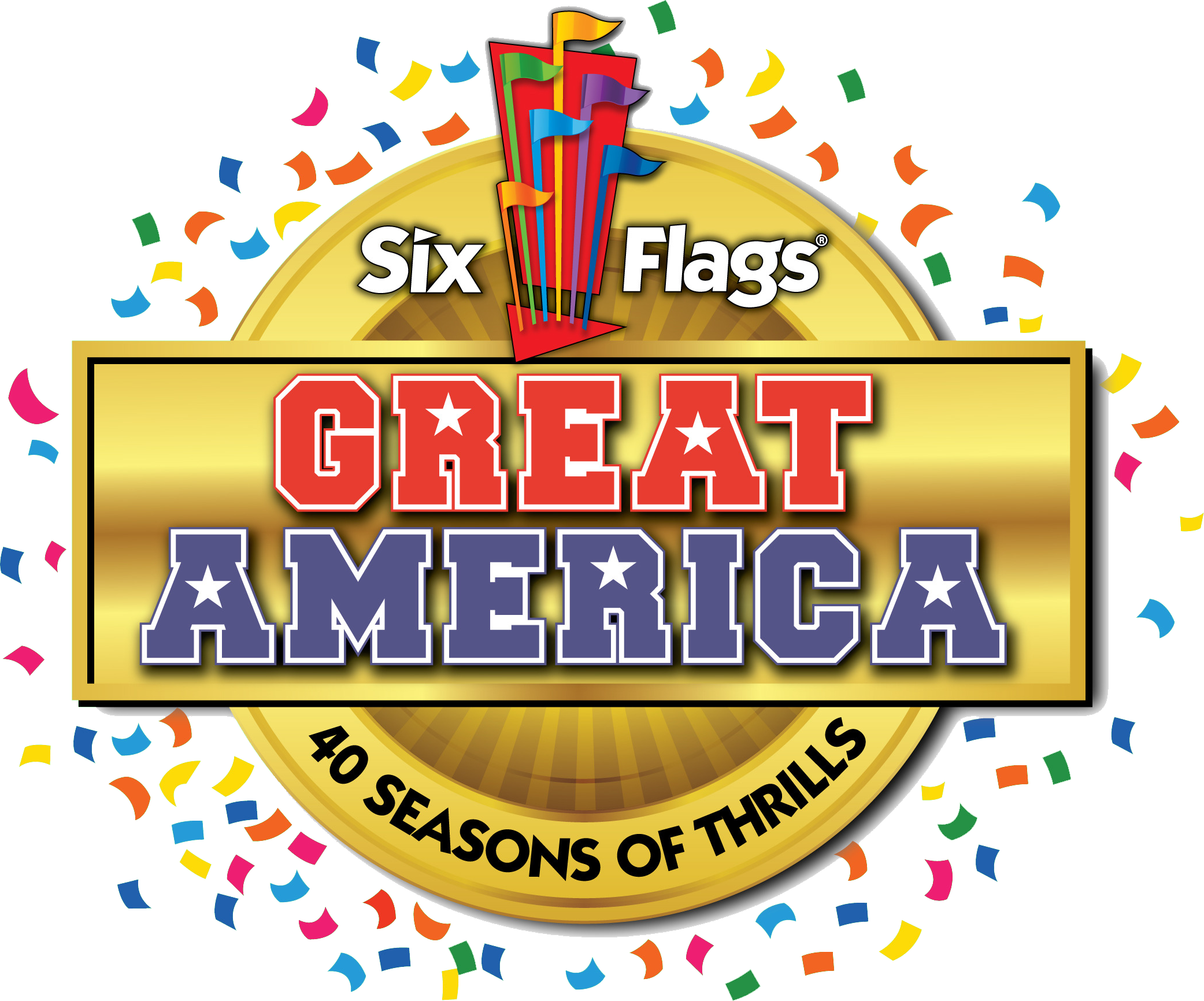 Six Flags Great America - Six Flags Great America Illinois Logos (2083x1732), Png Download