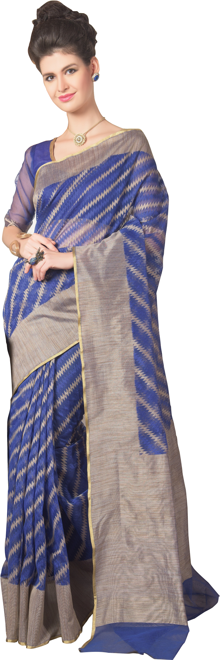 Blue - Handloom Dress Png (864x2228), Png Download