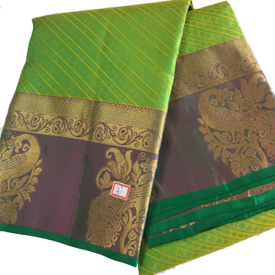 Fancy Green With Brown Saree - Green (400x400), Png Download