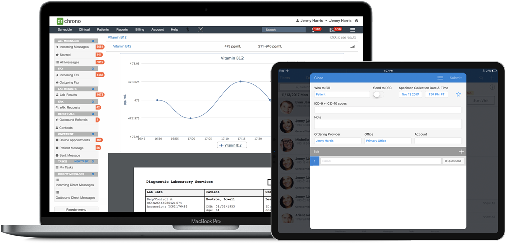 Drchrono Lab Orders And Medical Billing Shown On Ipad - Drchrono (1000x488), Png Download