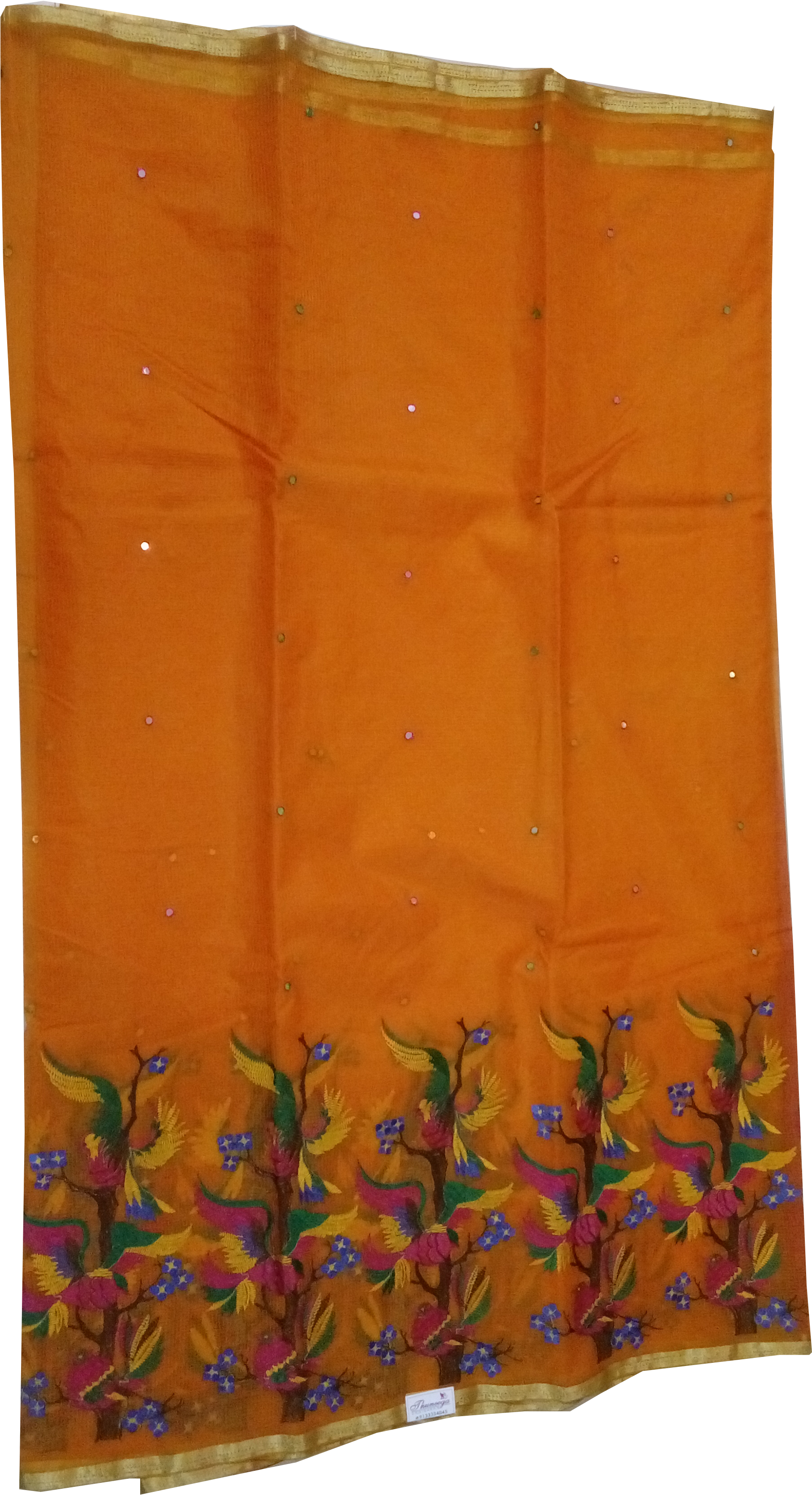 Kora Silk Saree In Orange Color - Sari (2304x4096), Png Download