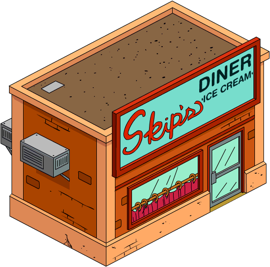 Skips Diner Tapped Out - Simpsons Springfield Skip's Diner (538x532), Png Download