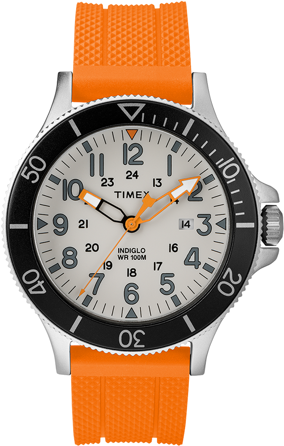 Allied Coastline 43mm Silicone Strap Watch - Timex Allied Coastline Orange (750x900), Png Download