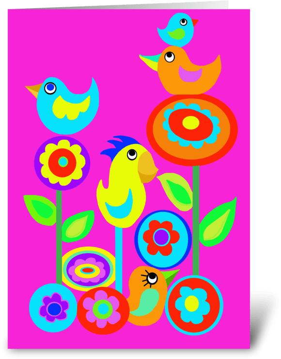 Happy Mother's Day Greeting Card - Zazzle Glückliche Vögel Und Blumen T-shirt (700x792), Png Download