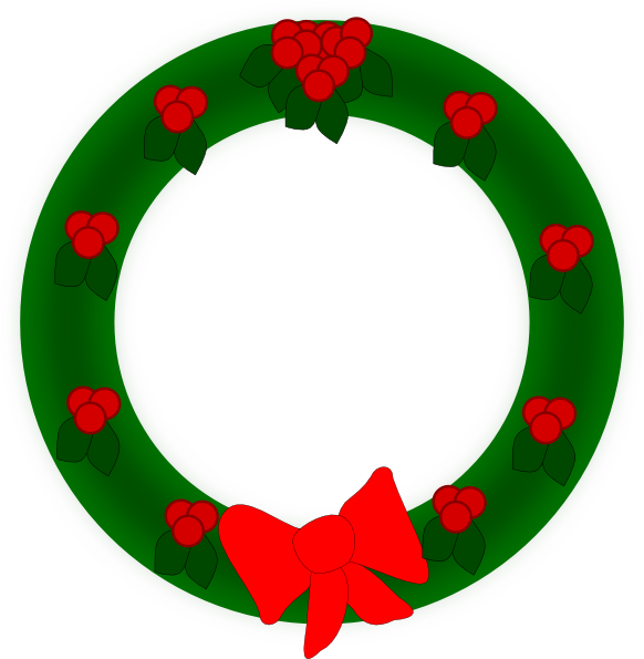 Holiday Wreath Clip Art At Clker - Guirlanda De Natal Desenho (582x595), Png Download