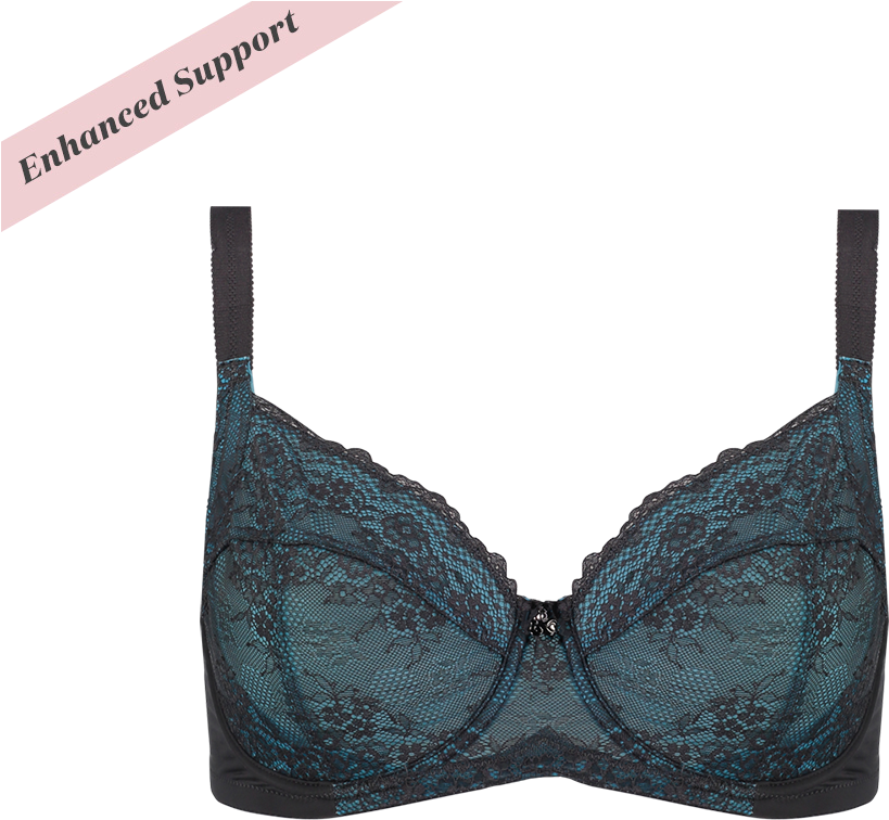 Affordable Charcoal/aqua Contrast Lace Bra Charcoal - Bra (1000x926), Png Download