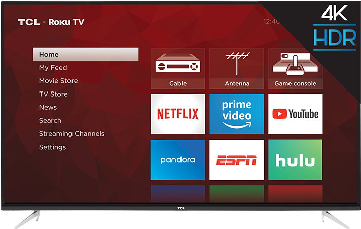 Tcl 55" Class 4-series 4k Uhd Hdr Roku Smart Tv - Tcl 49" Smart 4k 120hz Uhd Hdr Hdtv (720x480), Png Download