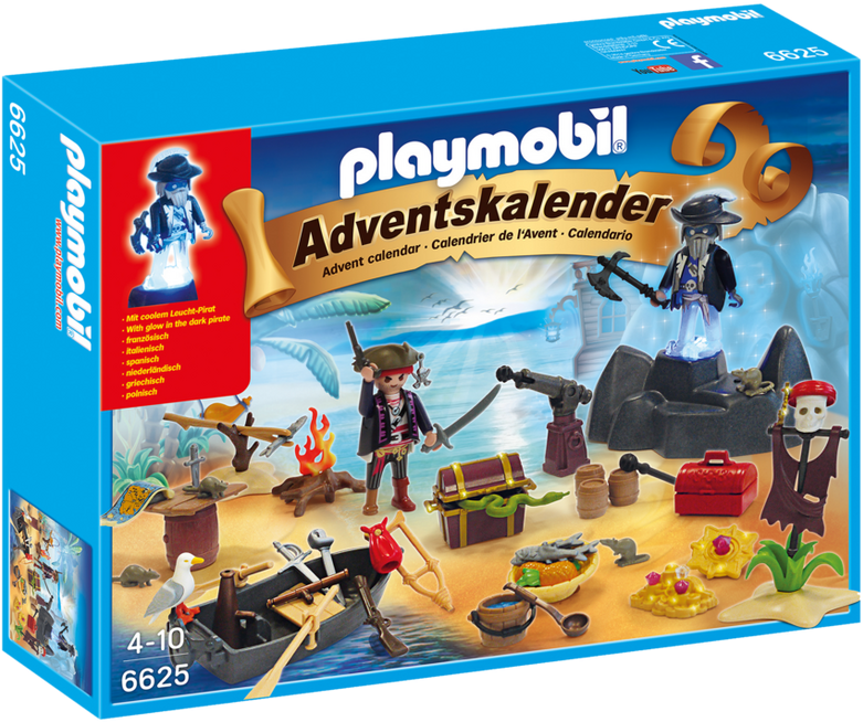 Playmobil Advent Calendar "secret Pirates Treasure - Playmobil 6625 Advent Calendar Pirate Treasure Island (940x658), Png Download