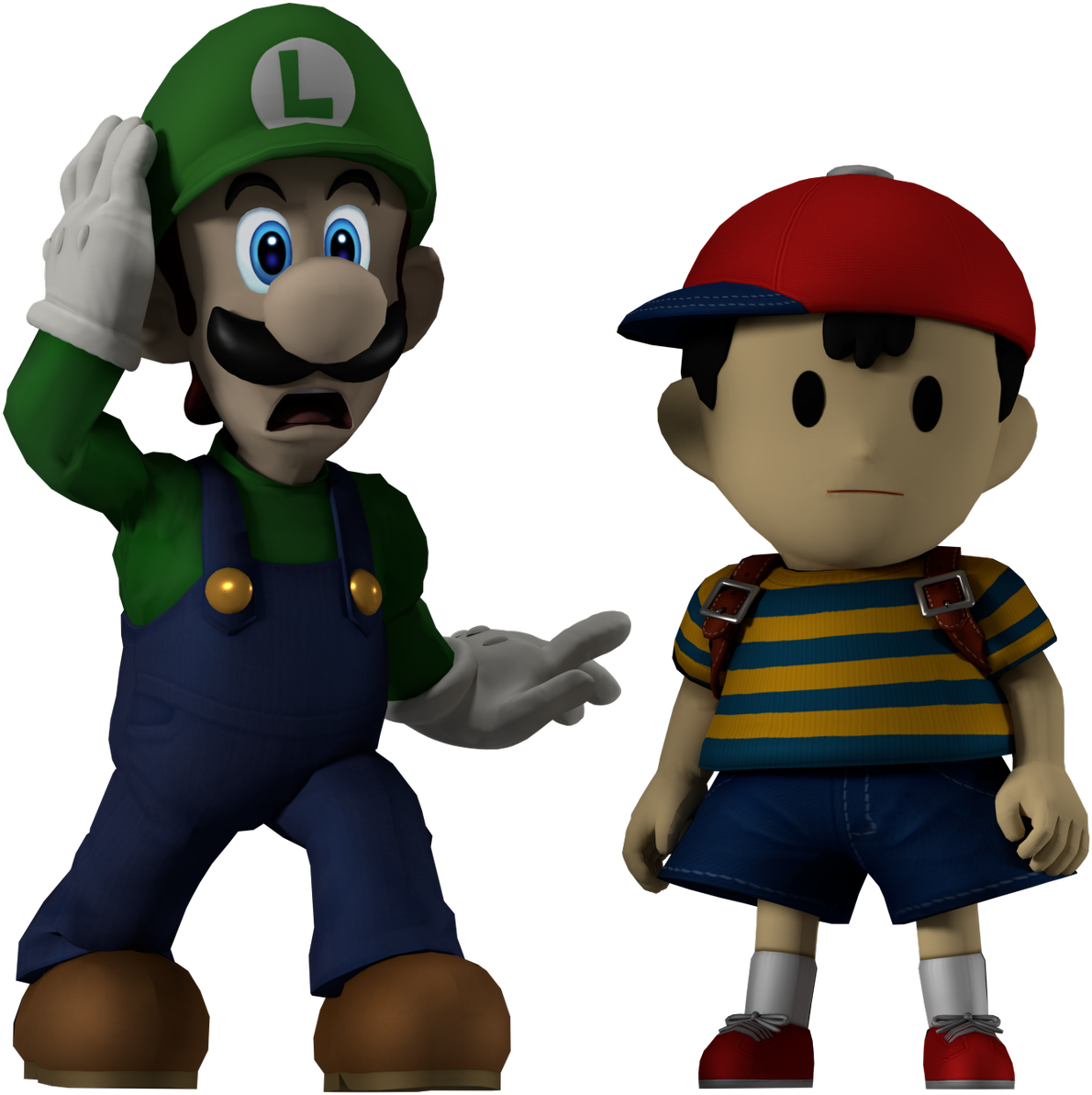 Luigi And Ness - Ssb4 Luigi (1200x1200), Png Download