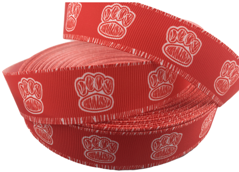 Red Paw Print Grosgrain Ribbons 1" - Box (500x500), Png Download
