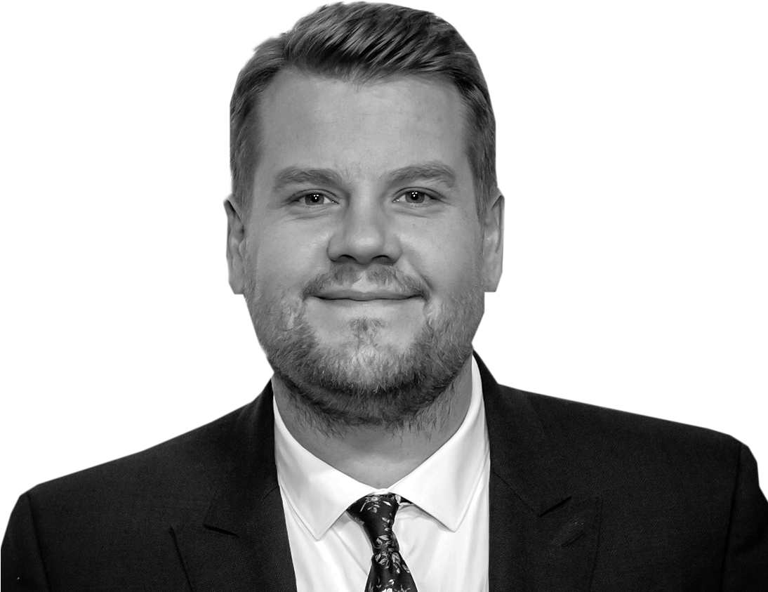 Fulwell - James Corden Black And White (1093x873), Png Download