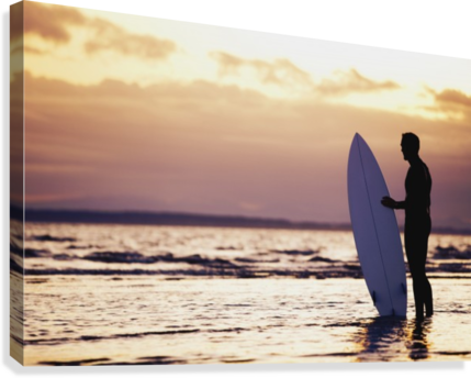Surfer Silhouette Canvas Print - Surfing (429x344), Png Download