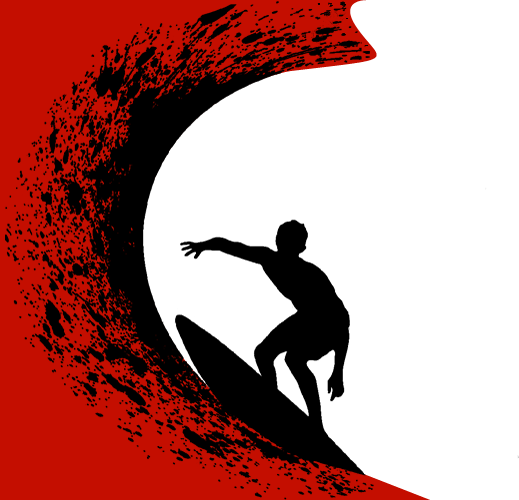 Black And White Person Surfing (519x500), Png Download