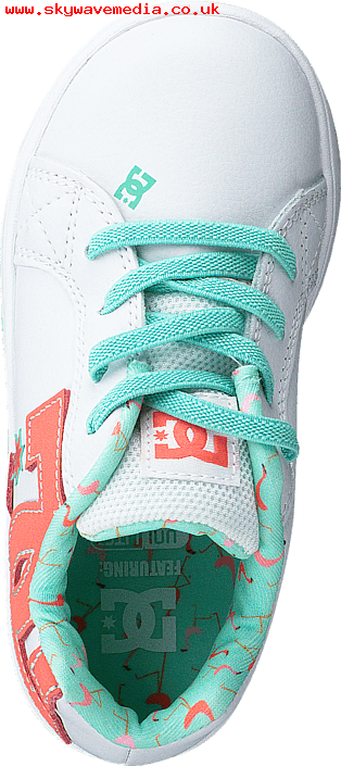 Dc Shoes Children Dc Court Graffik Elastic White/turquoise - Sneakers (314x705), Png Download
