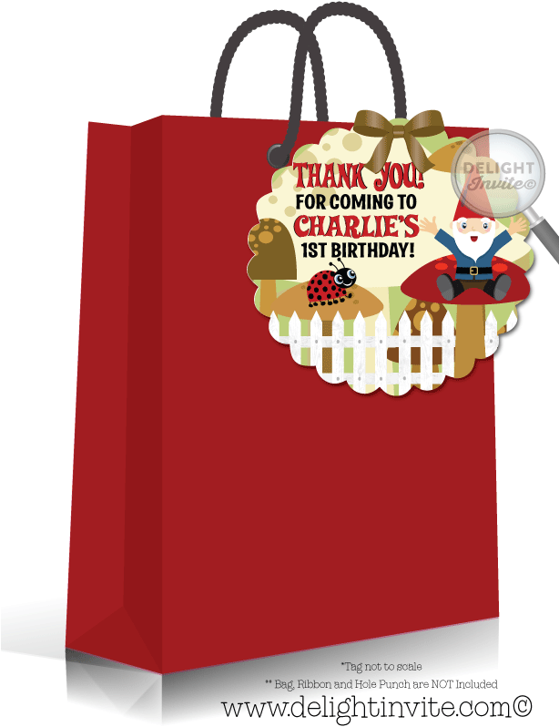 Garden Gnome Birthday Favor Tag - Birthday (613x822), Png Download