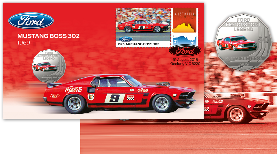Ford 1969 Boss 302 Mustang Trans-am Postal Numismatic - Ford (970x545), Png Download