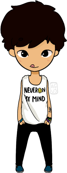 5sos Tumblr Wallpaper - Calum Hood Drawing Chibi (294x606), Png Download