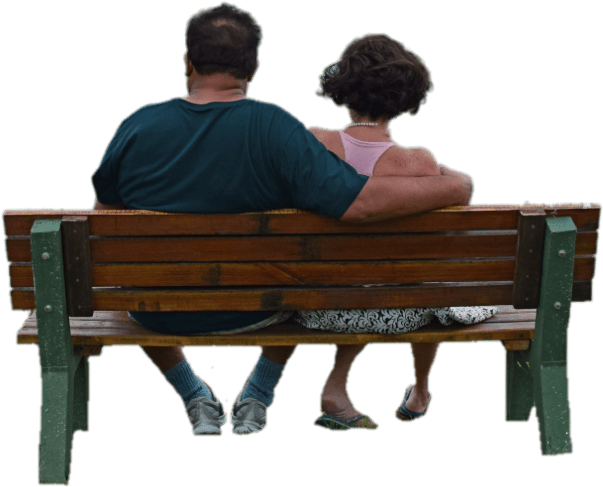 Couple On A Bench Hind View - Portable Network Graphics (676x556), Png Download