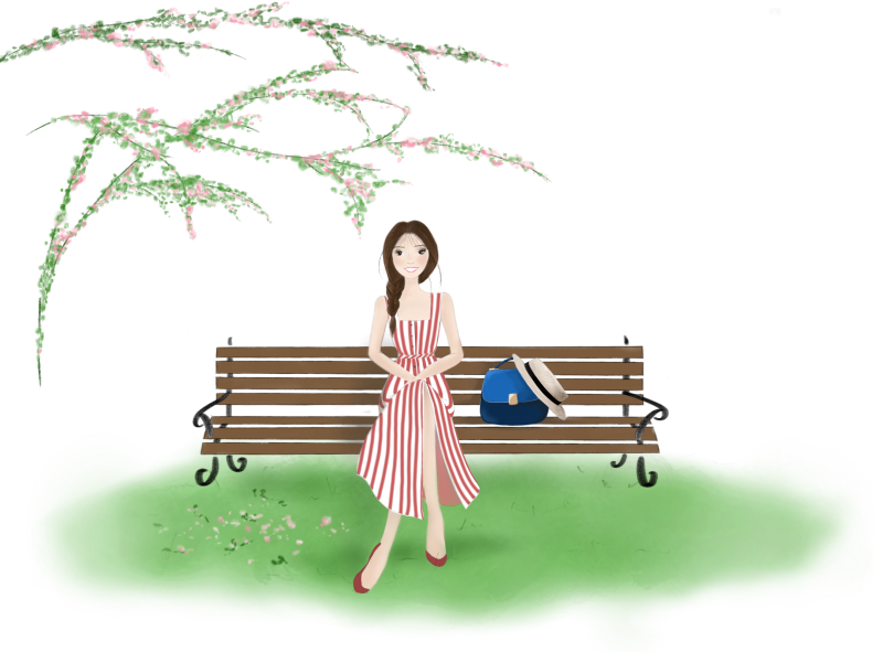 Park Bench Fashion Illustration - Illustration (800x591), Png Download