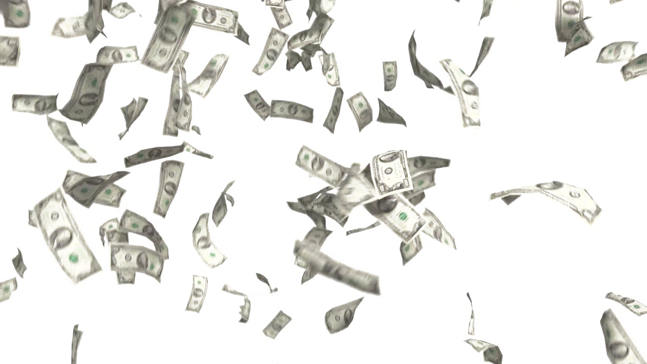 Falling Money Png Image Transparent Background - Money Falling White Background (1280x720), Png Download