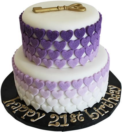 Two Tier Birthday Cakes - Purple Birthday Cake Hearts (500x500), Png Download
