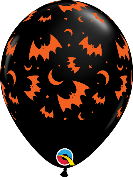 Flying Bats & Moons Balloons - Halloween Latex Balloons (453x600), Png Download
