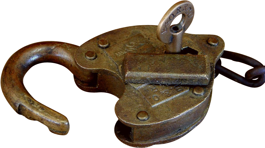 Baltimore & Ohio Railroad Brass Switch Lock & Key Set - Key (1021x1021), Png Download