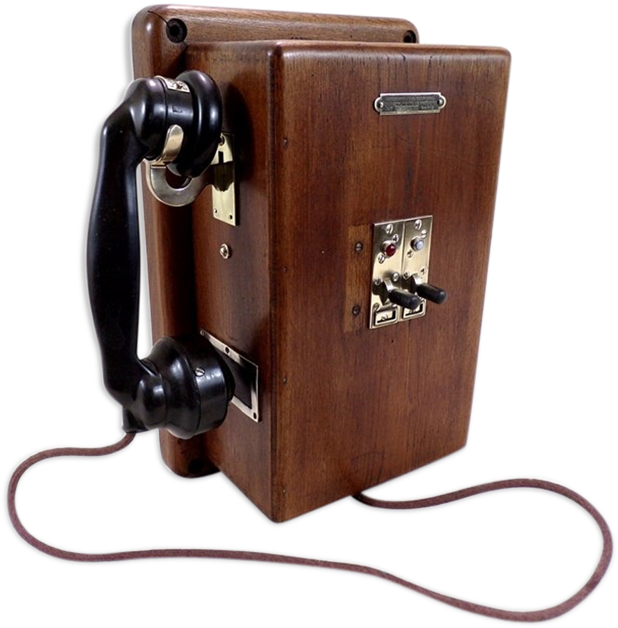 Phone Old Telephone Standard Wooden Brass And Metal - Plywood (1457x1457), Png Download