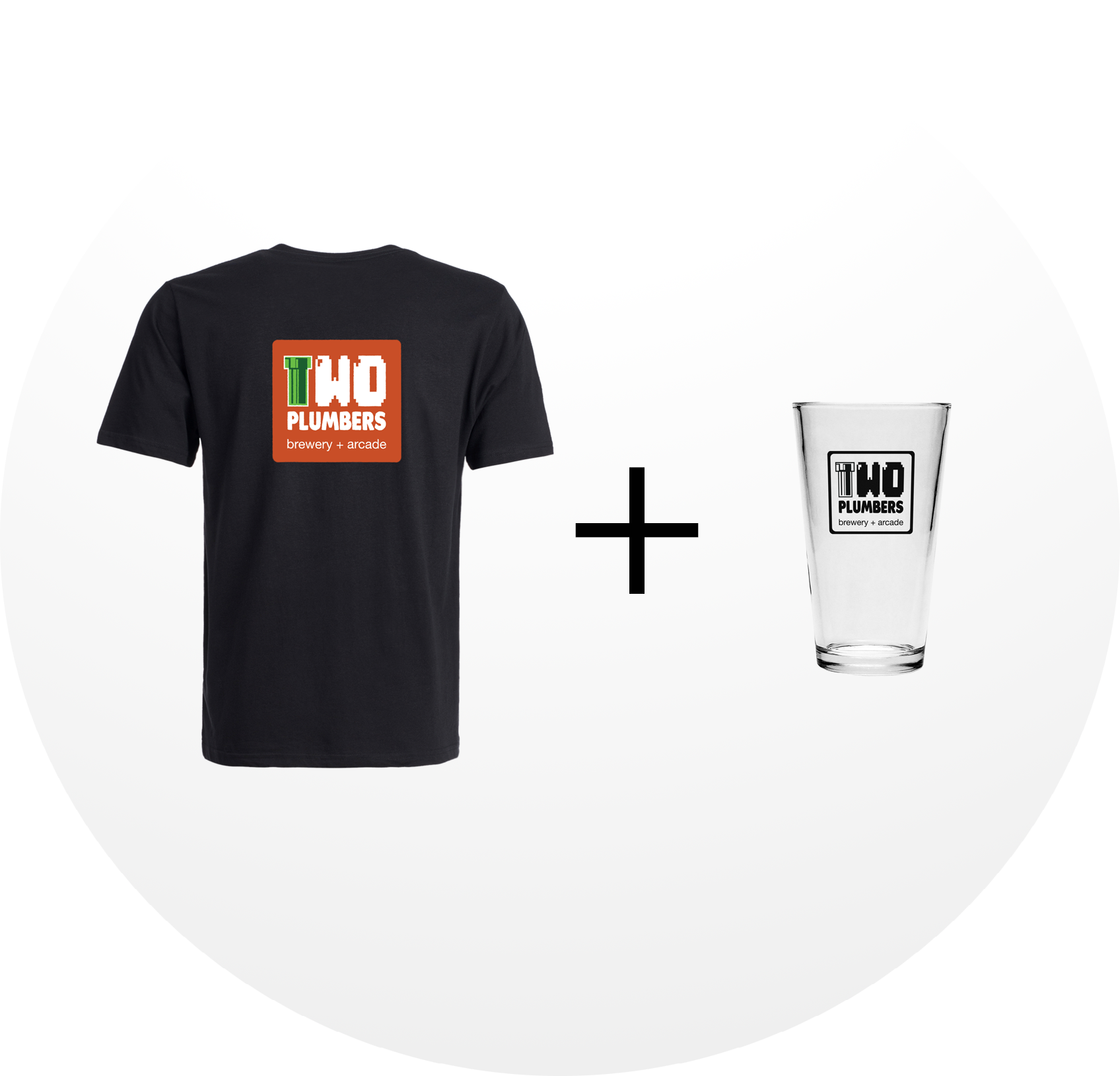 Two Plumbers Tshirt, Pint Glass, Button Sticker - Monochrome (1696x1629), Png Download