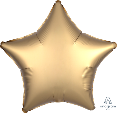 18" Satin Luxe Gold Star Balloon - Gold Star Balloon Png (480x462), Png Download
