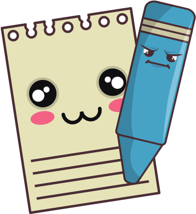 And Color Pencil Icons By Canva - Kawaii Pencil And Paper (550x550), Png Download