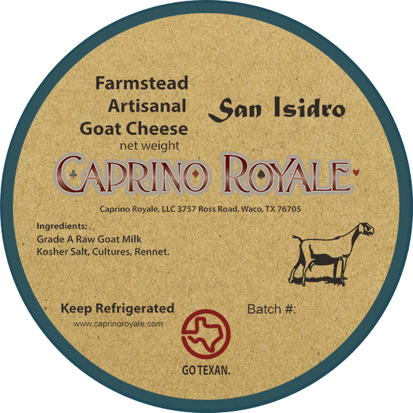 San Isidro Caprino Royale Kraft Paper Cheese Label - Go Texan (600x600), Png Download