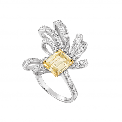 Ring, Rhodium Silver 925/1000 Set With Emerald Cut - Art Deco (420x420), Png Download