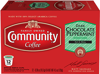 Dark Chocolate Peppermint Coffee Pods 12 Count Compatible - Count Dark Roast Coffee (600x400), Png Download