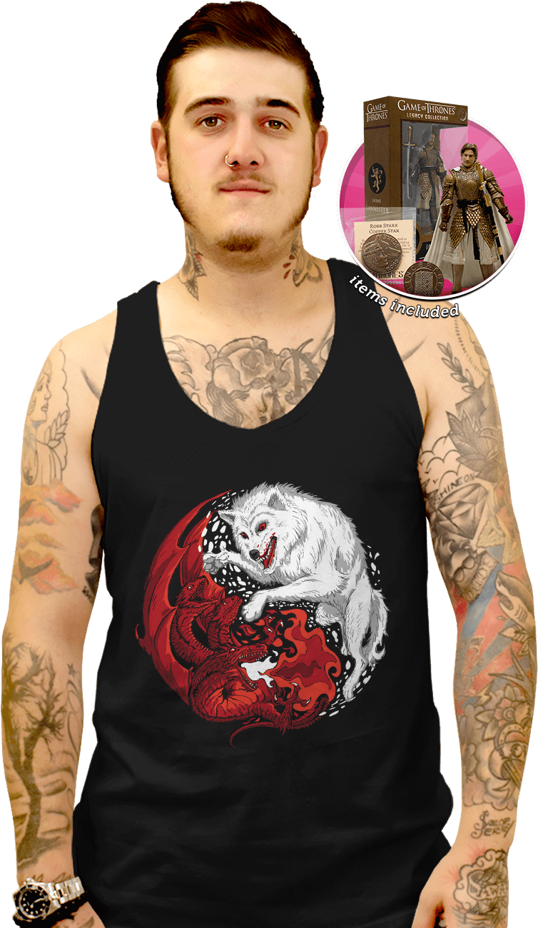 White Walker Winter Has Come Bundle - Dragon And Wolf Unisex T-shirts (900x1322), Png Download