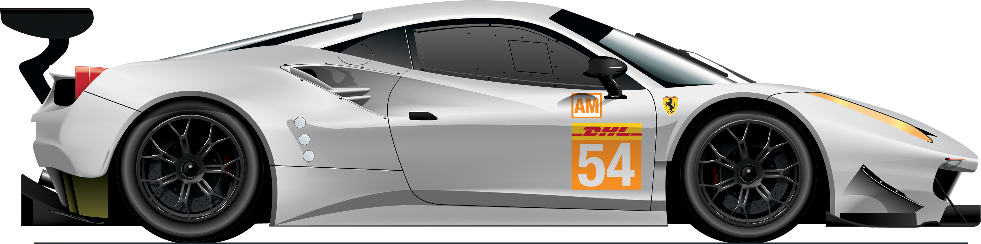 Ferrari Clipart Cool Car - Ferrari 488 Gte Spirit Of Race 2018 (3307x834), Png Download