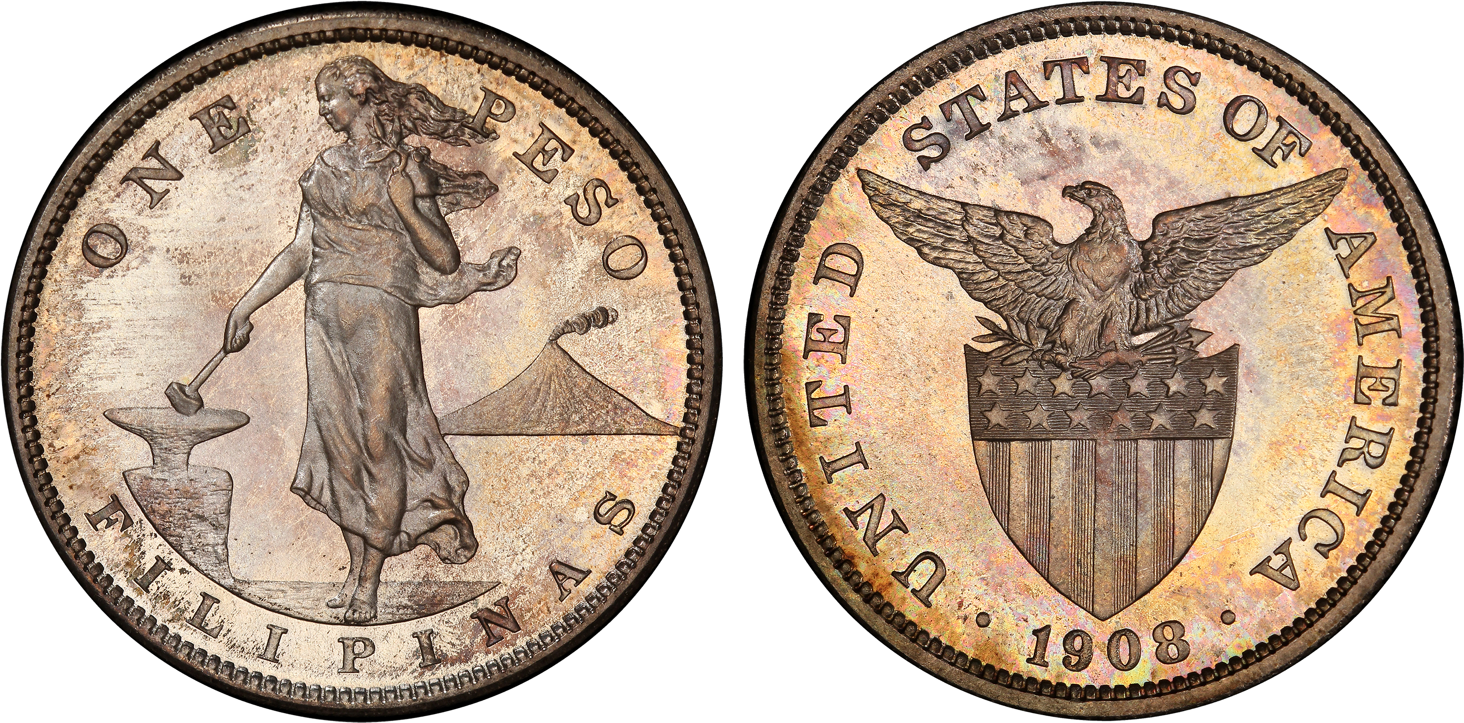 1908 Peso - 1904 Twenty Centavos (3000x1504), Png Download